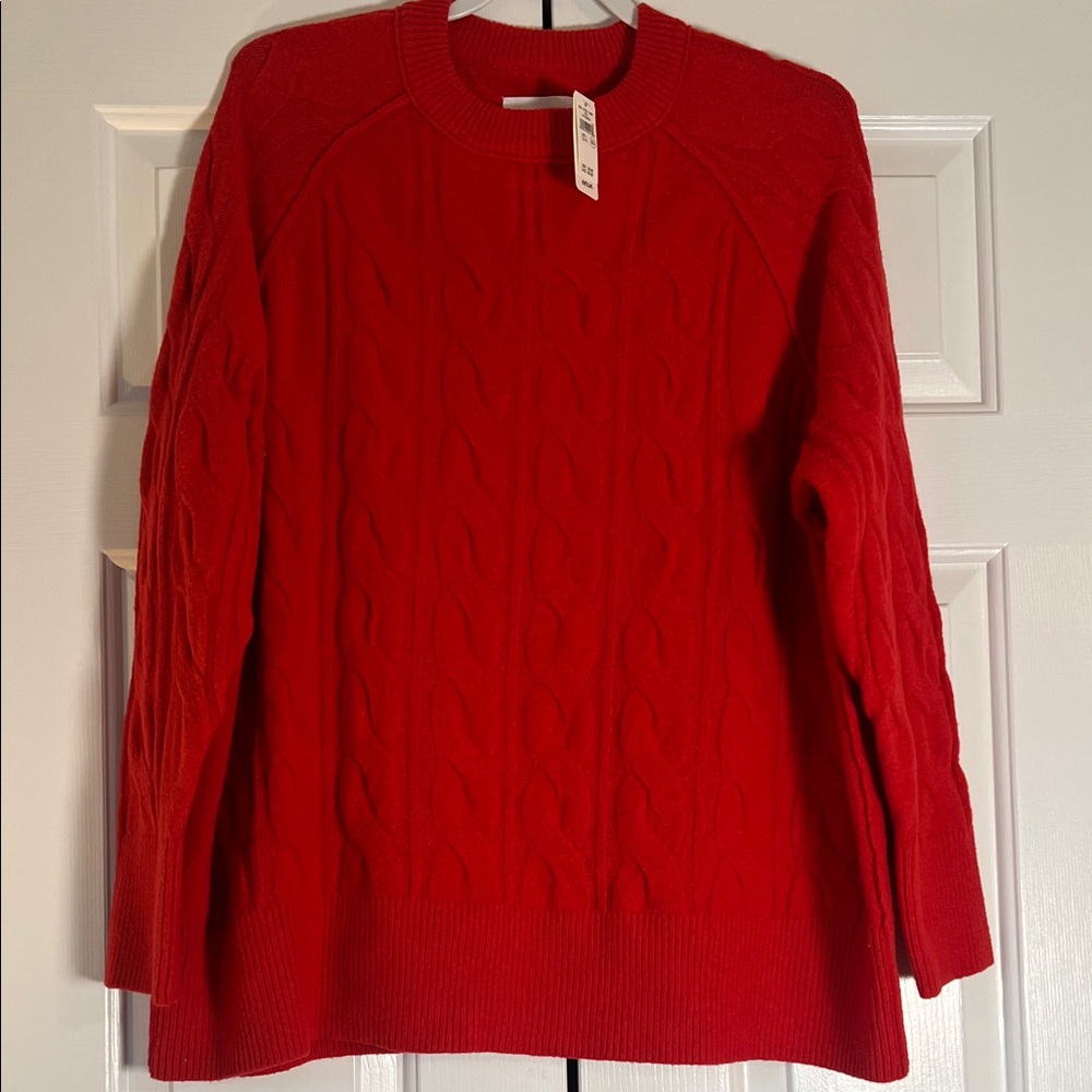 NWT aerie Red Cable Knit Sweater